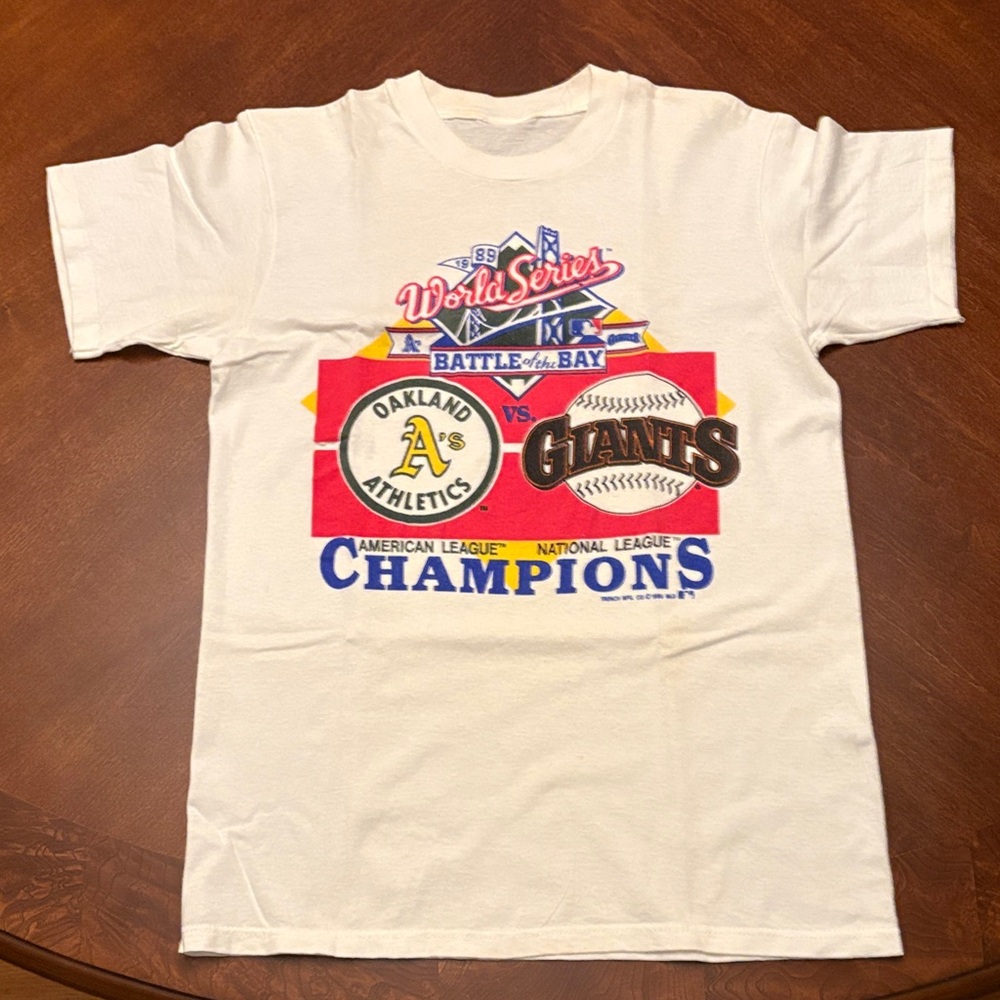 MLB 1989 Tee Shirt World Series Battle of the Bay Oakland A’s vs SF Giants
